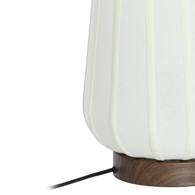 Lámpara de mesa metal estampado madera marrón oscuro blanco Ø30x41,5 cm  - LLLS0370