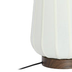 Lámpara de mesa metal estampado madera marrón oscuro blanco Ø30x41,5 cm  - LLLS0370