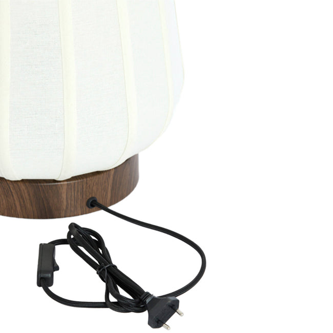 Lámpara de mesa metal estampado madera marrón oscuro blanco Ø30x41,5 cm  - LLLS0370