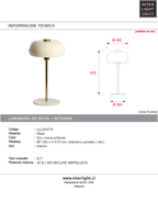 Lámpara de mesa metal oro crema brillante  Ø26x47 cm  E27 - LLLS0375