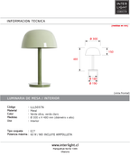 Lámpara de mesa metal verde oliva verde claro Ø30x48 cm  E27 - LLLS0376