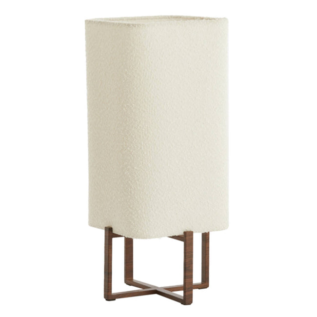 Lámpara de mesa  imitación madera marrón oscuro bouclé crema 21,5x21,5x50,5 cm E27 - LLLS0377
