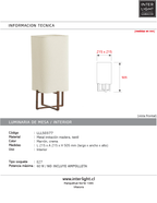 Lámpara de mesa  imitación madera marrón oscuro bouclé crema 21,5x21,5x50,5 cm E27 - LLLS0377