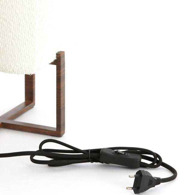 Lámpara de mesa  imitación madera marrón oscuro bouclé crema 21,5x21,5x50,5 cm E27 - LLLS0377