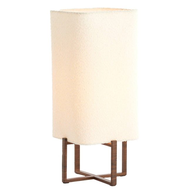 Lámpara de mesa  imitación madera marrón oscuro bouclé crema 21,5x21,5x50,5 cm E27 - LLLS0377