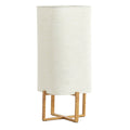 Lámpara de mesa metal estampado madera lino crema 21,5x21,5x50,5 cm E27 - LLLS0383