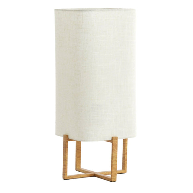 Lámpara de mesa imitacion madera natural lino crema 21,5x21,5x50,5 cm E27  - LLLS0383