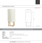 Lámpara de mesa metal estampado madera lino crema 21,5x21,5x50,5 cm E27 - LLLS0383