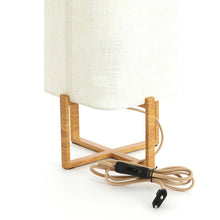 Cargar imagen en el visor de la galería, Lámpara de mesa imitacion madera natural lino crema 21,5x21,5x50,5 cm E27  - LLLS0383
