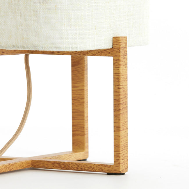 Lámpara de mesa imitacion madera natural lino crema 21,5x21,5x50,5 cm E27  - LLLS0383