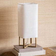 Cargar imagen en el visor de la galería, Lámpara de mesa imitacion madera natural lino crema 21,5x21,5x50,5 cm E27  - LLLS0383
