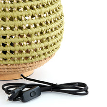 Cargar imagen en el visor de la galería, Lámpara de mesa madera natural ratán natural verde Ø32x34,5 cm E27 - LLLS0386
