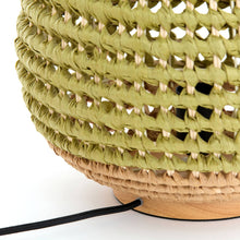 Cargar imagen en el visor de la galería, Lámpara de mesa madera natural ratán natural verde Ø32x34,5 cm E27 - LLLS0386
