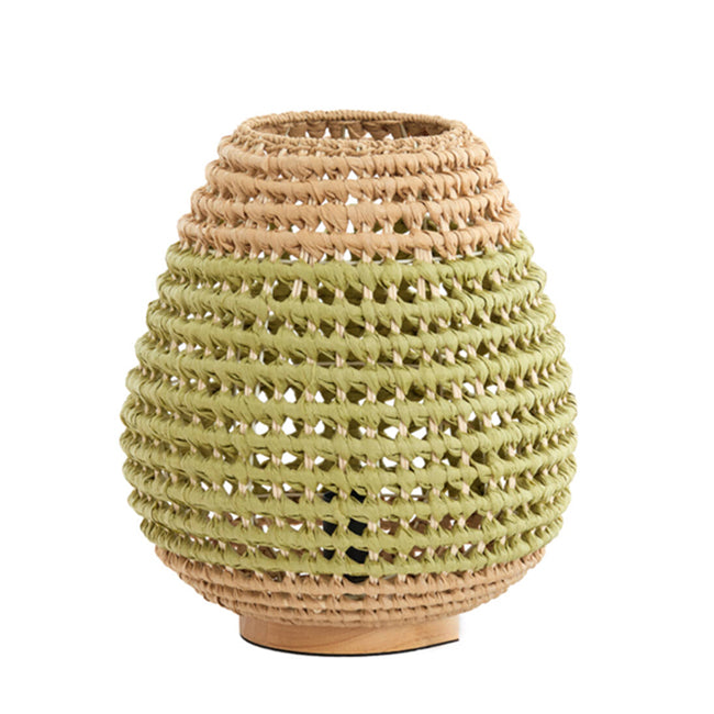 Lámpara de mesa madera natural ratán natural verde Ø32x34,5 cm E27 - LLLS0386
