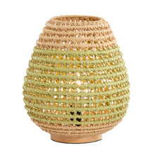 Cargar imagen en el visor de la galería, Lámpara de mesa madera natural ratán natural verde Ø32x34,5 cm E27 - LLLS0386
