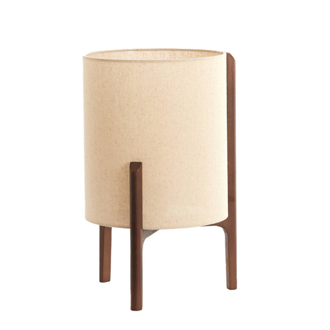 Lámpara de mesa lino natural madera marrón oscuro Ø28x44 cm E27- LLLS0390