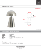 Lámpara de mesa Ø26x41 cm níquel brillante E27 - LLLS0397