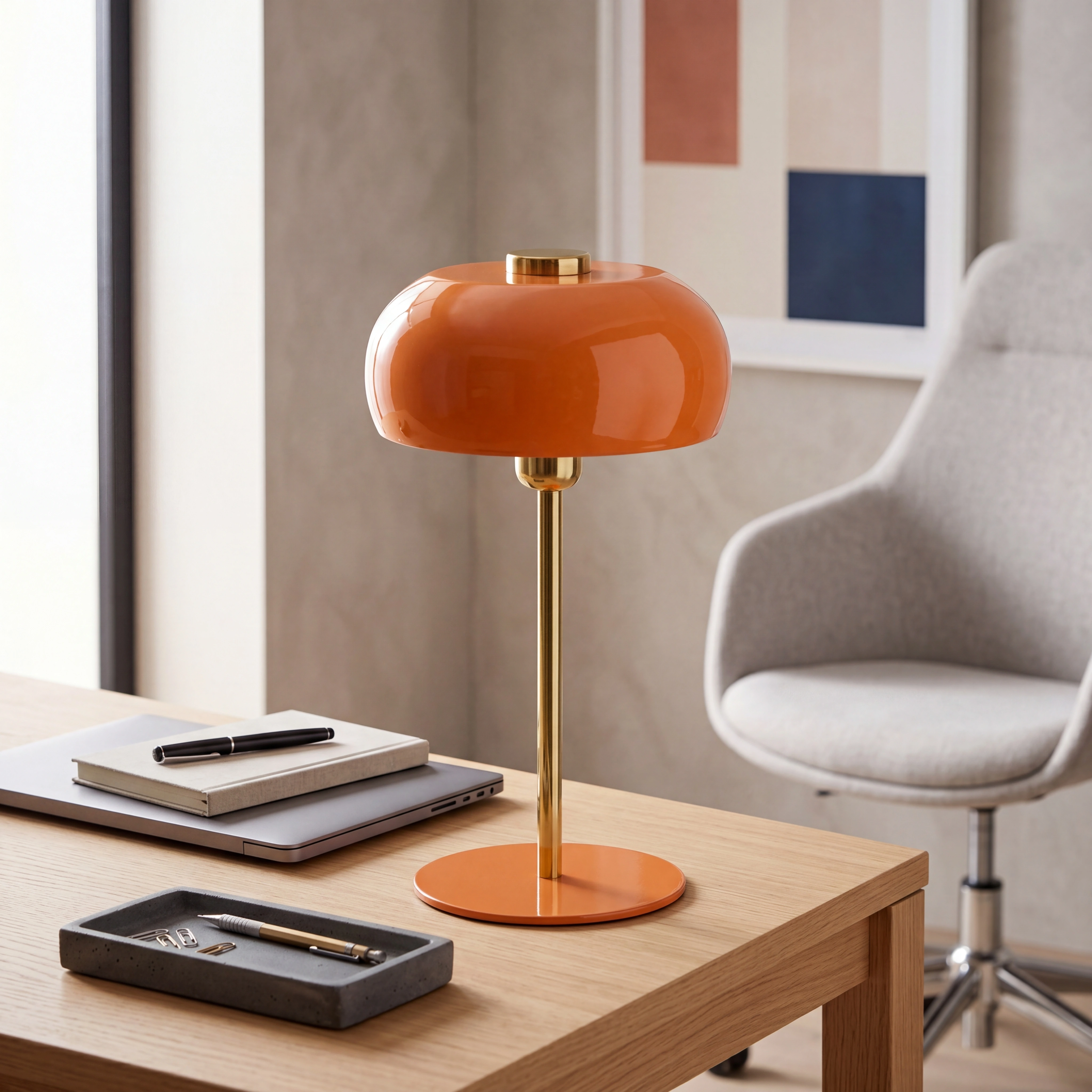 Lámpara de mesa metal naranja brillante oro Ø23x40 cm  E27- LLLS0410