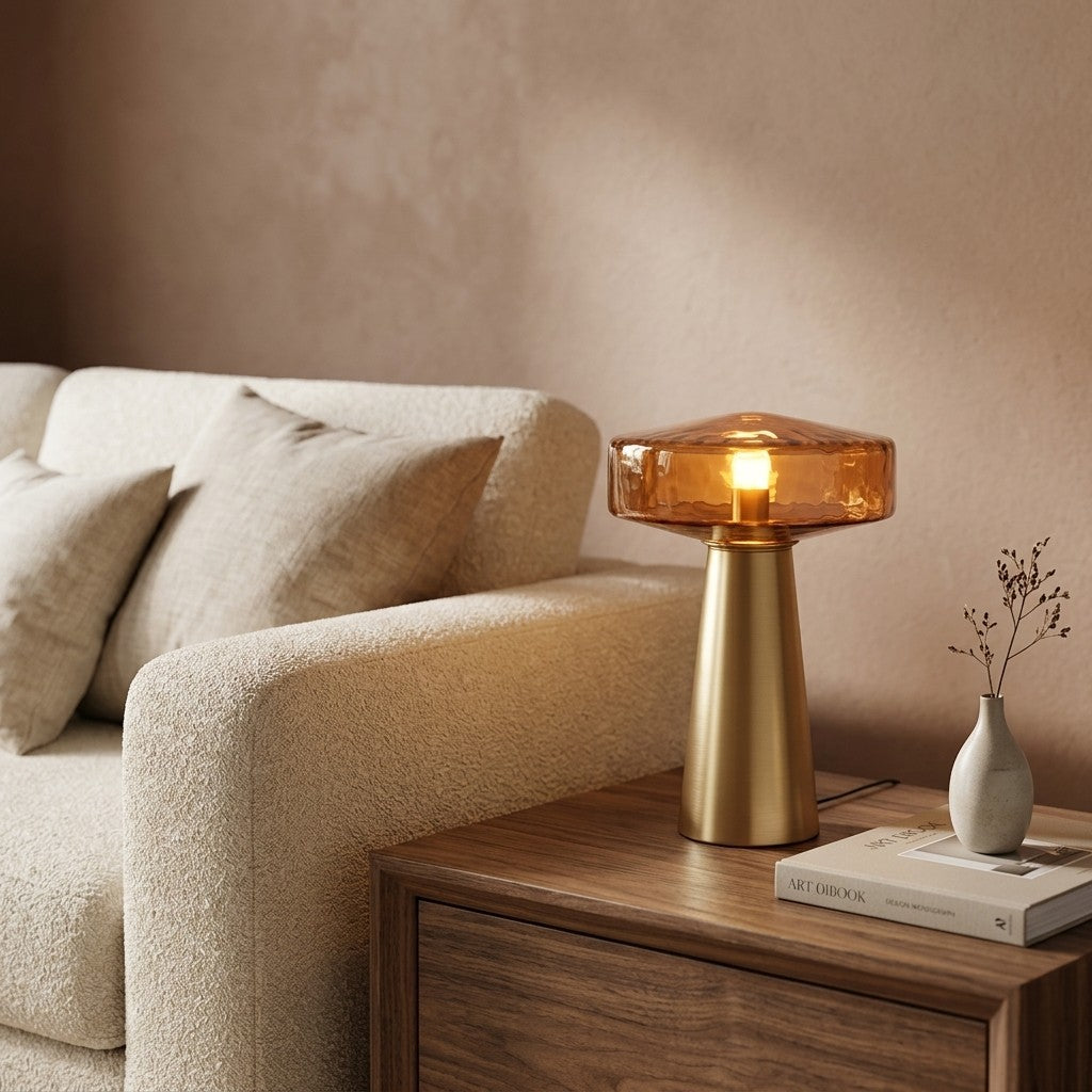 Lámpara de mesa Ø30x45 cm  vidrio marrón+oro - LLLS0418
