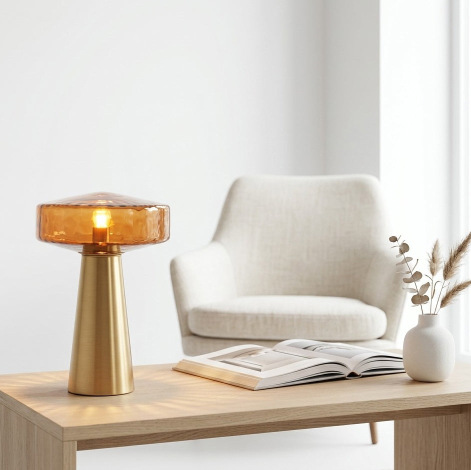 Lámpara de mesa Ø30x45 cm  vidrio marrón+oro - LLLS0418