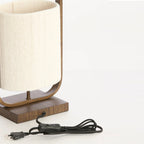 Lámpara de mesa metal marrón textil crema 22,5x15x37,5 cm E27 - LLLS0403