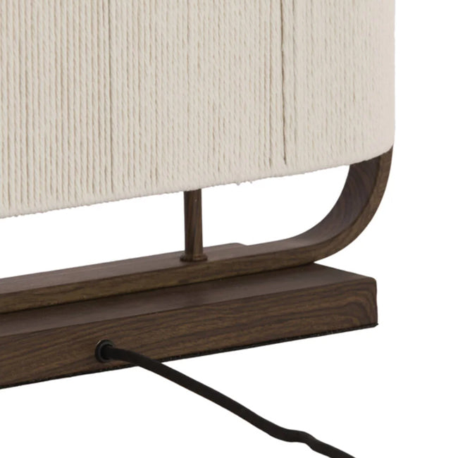 Lámpara de mesa metal marrón textil crema 45x15x37,5 cm 2 luces E27 - LLLS0420