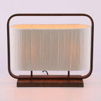 Lámpara de mesa metal marrón textil crema 45x15x37,5 cm 2 luces E27 - LLLS0420