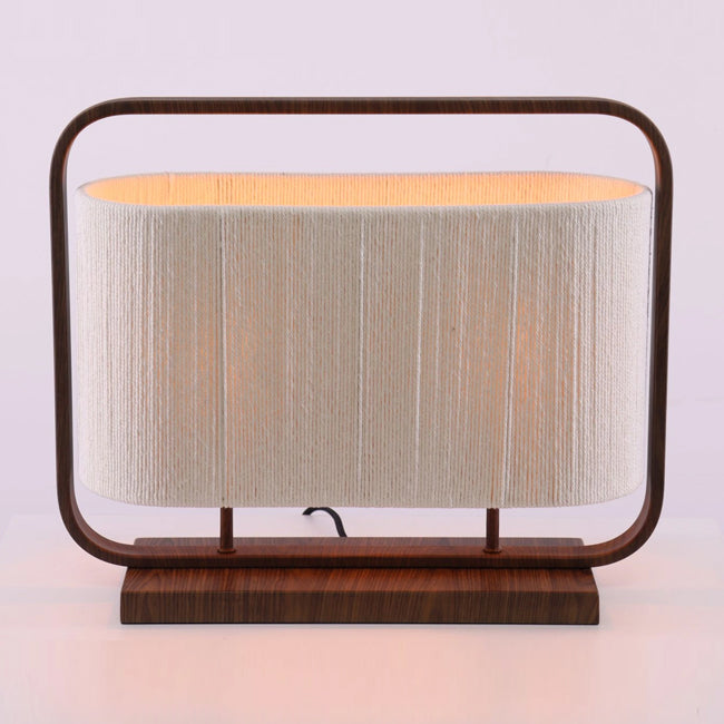 Lámpara de mesa metal marrón textil crema 45x15x37,5 cm 2 luces E27 - LLLS0420
