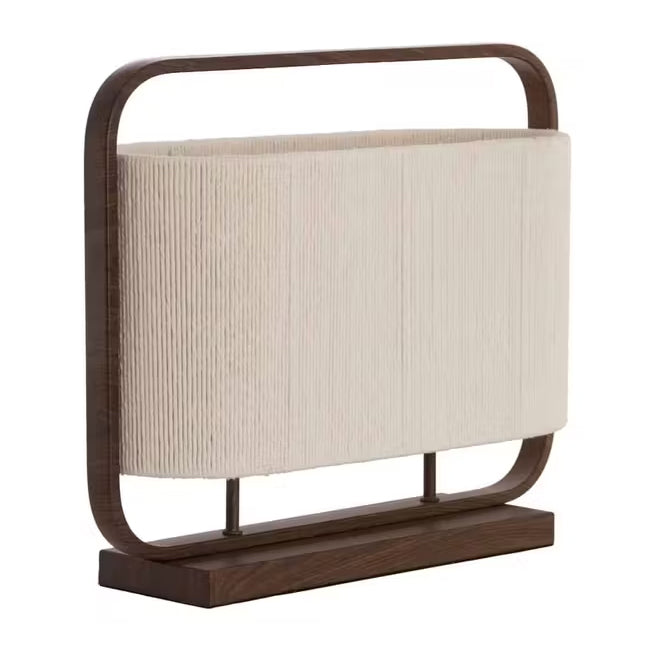 Lámpara de mesa metal marrón textil crema 45x15x37,5 cm 2 luces E27 - LLLS0420