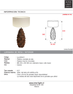 Lámpara de mesa marrón chocolate Ø20x38 cm E27 - LLLS0421
