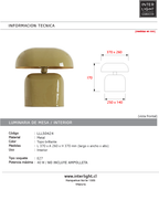 Lámpara de mesa metal verde 37x26x37 cm E27 - LLLS0424