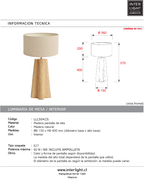 Lámpara de mesa madera natural mate Ø15x15x40 cm  E27 - LLLS0425