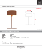 Lámpara de mesa metal marrón 25x13x48 cm E27 - LLLS0405