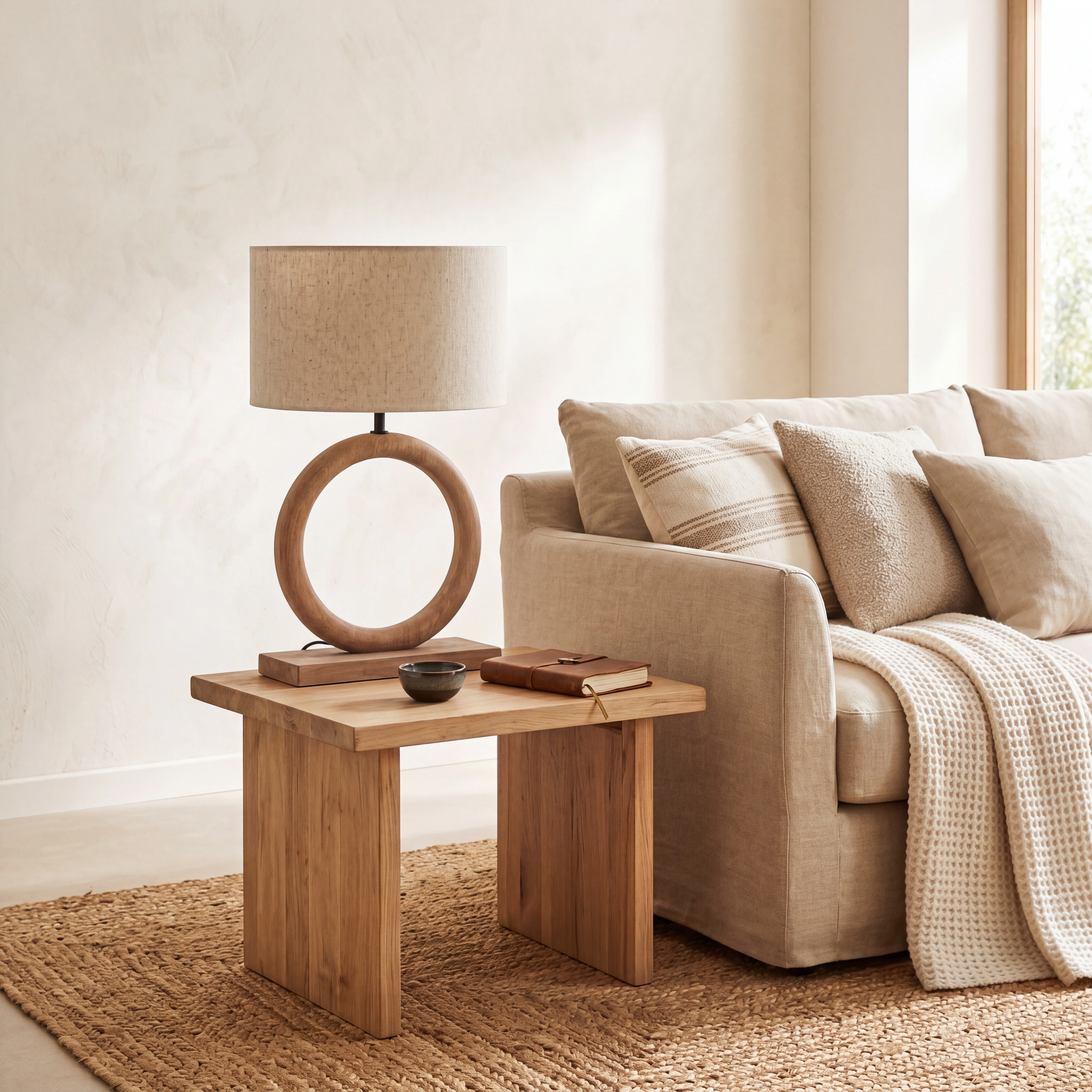 Lámpara de mesa madera natural  mate 41x13x44 cm E27 -  LLLS0428