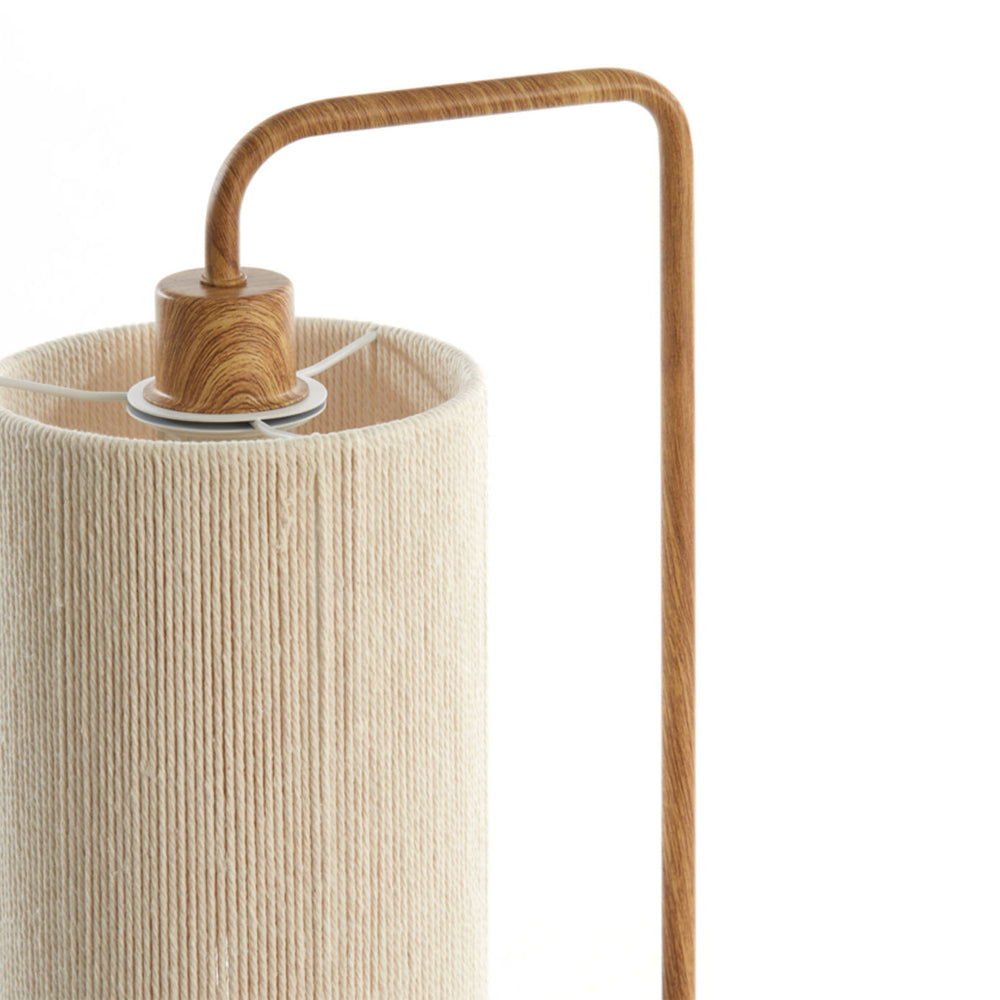 Lámpara de mesa 26x20x59,5 cm estampado madera natural+cuerda crema - LLLS0432