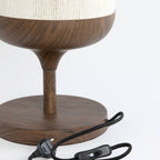 Lámpara de mesa estampado madera café oscuro cuerda crema Ø22,5x50 cm E27 - LLLS0435