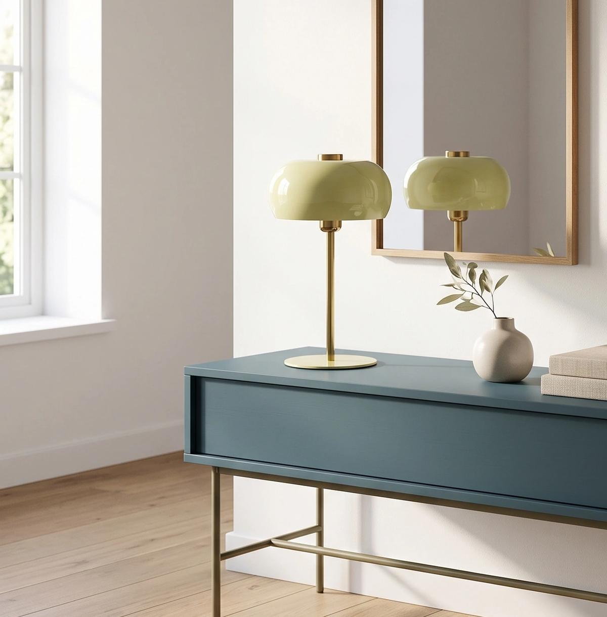 Lámpara de mesa metal verde claro brillante oro Ø23xH40cm  - LLLS0436