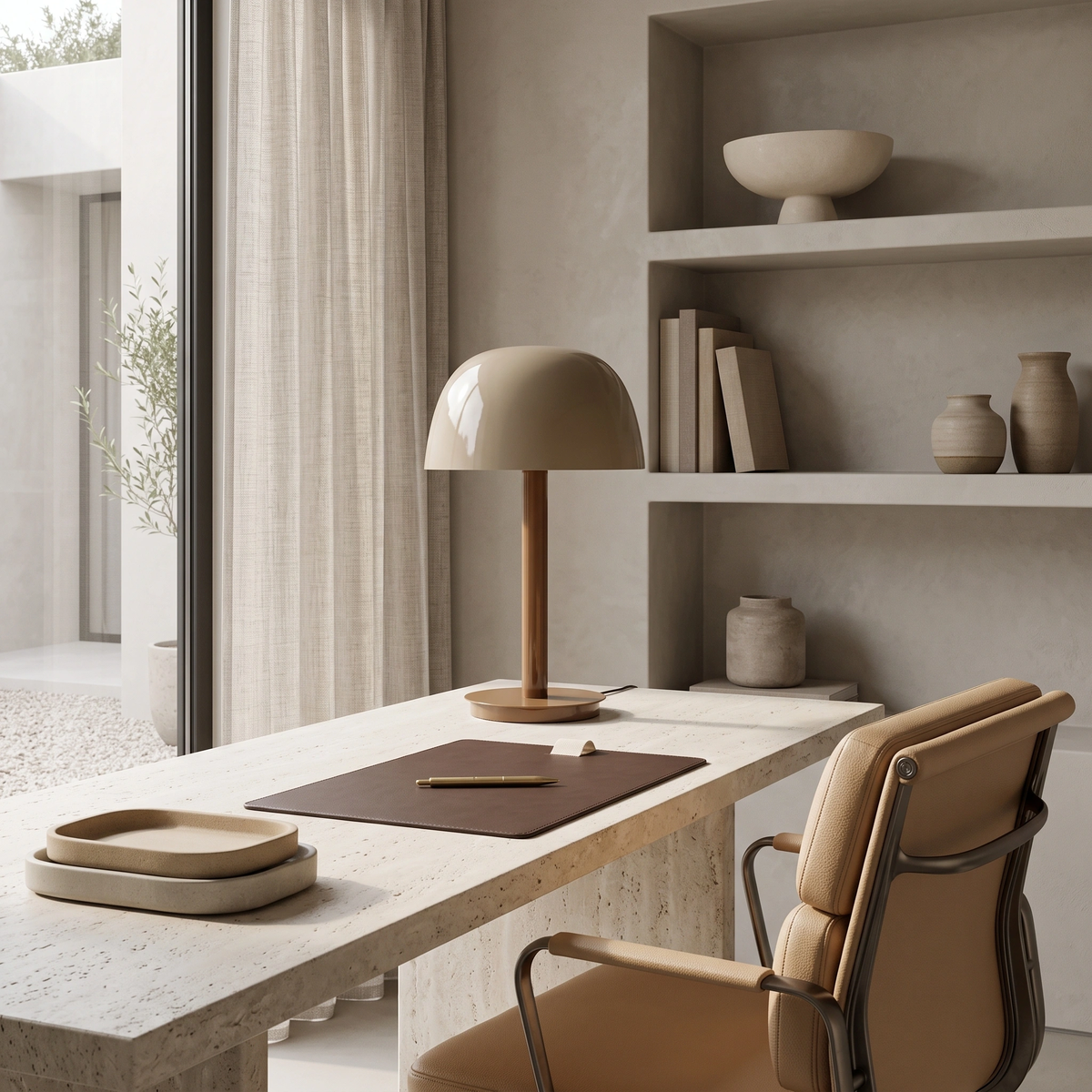 Lámpara de mesa arena café Ø30x48 cm E27 - LLLS0442