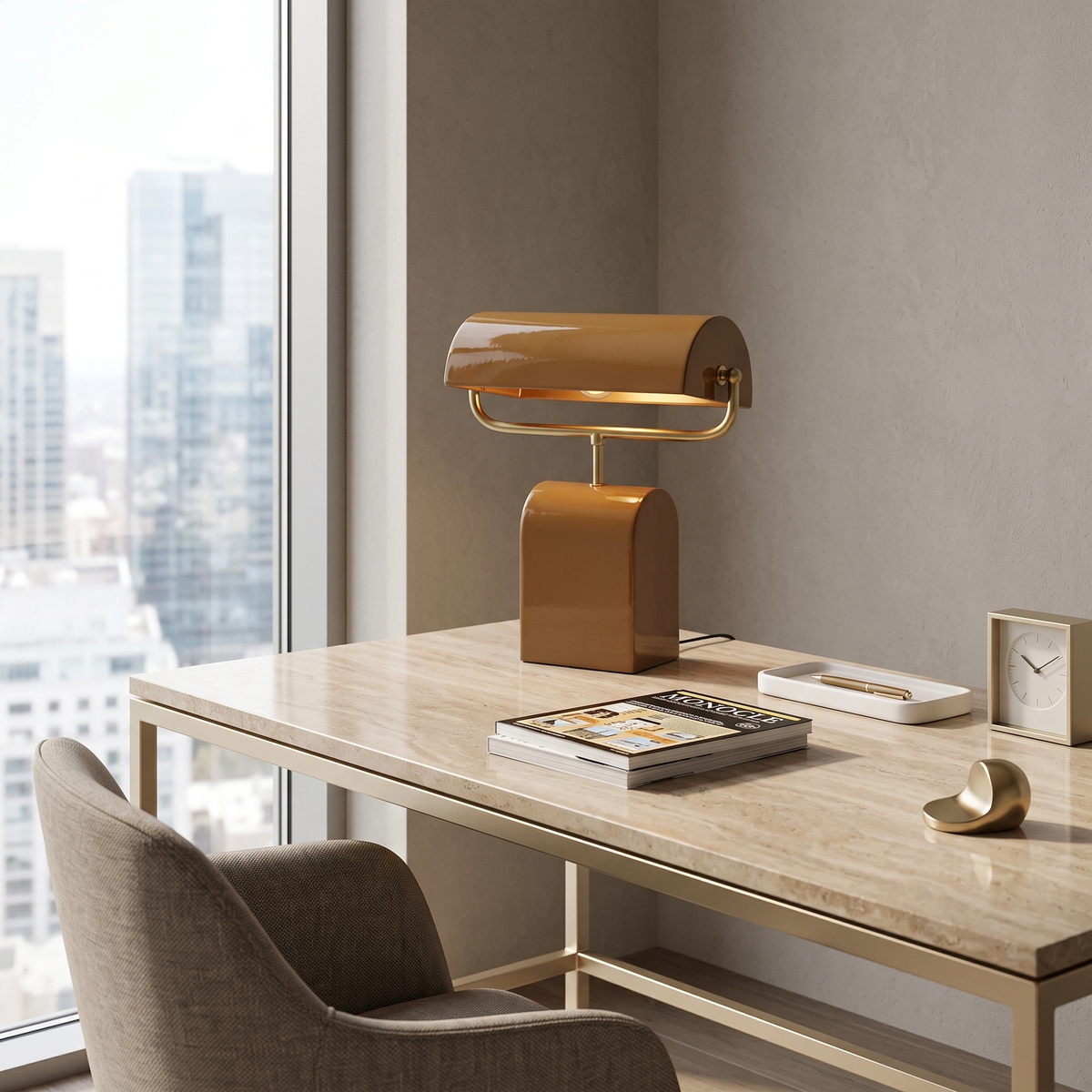 Lámpara de mesa café oro L35xH38 cm  E27 - LLLS0444