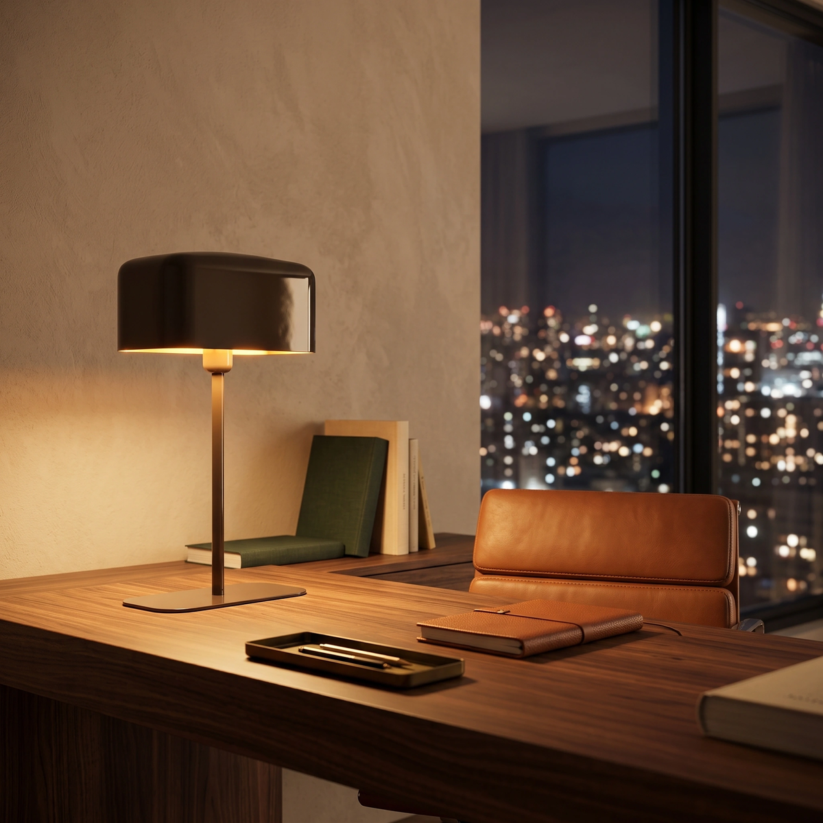 Lámpara de mesa café oscuro brillante L25xH48 cm E27 - LLLS0447