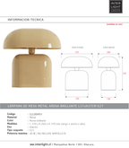 Lámpara de mesa metal arena brillante L37xH37cm E27 - LLLS0451