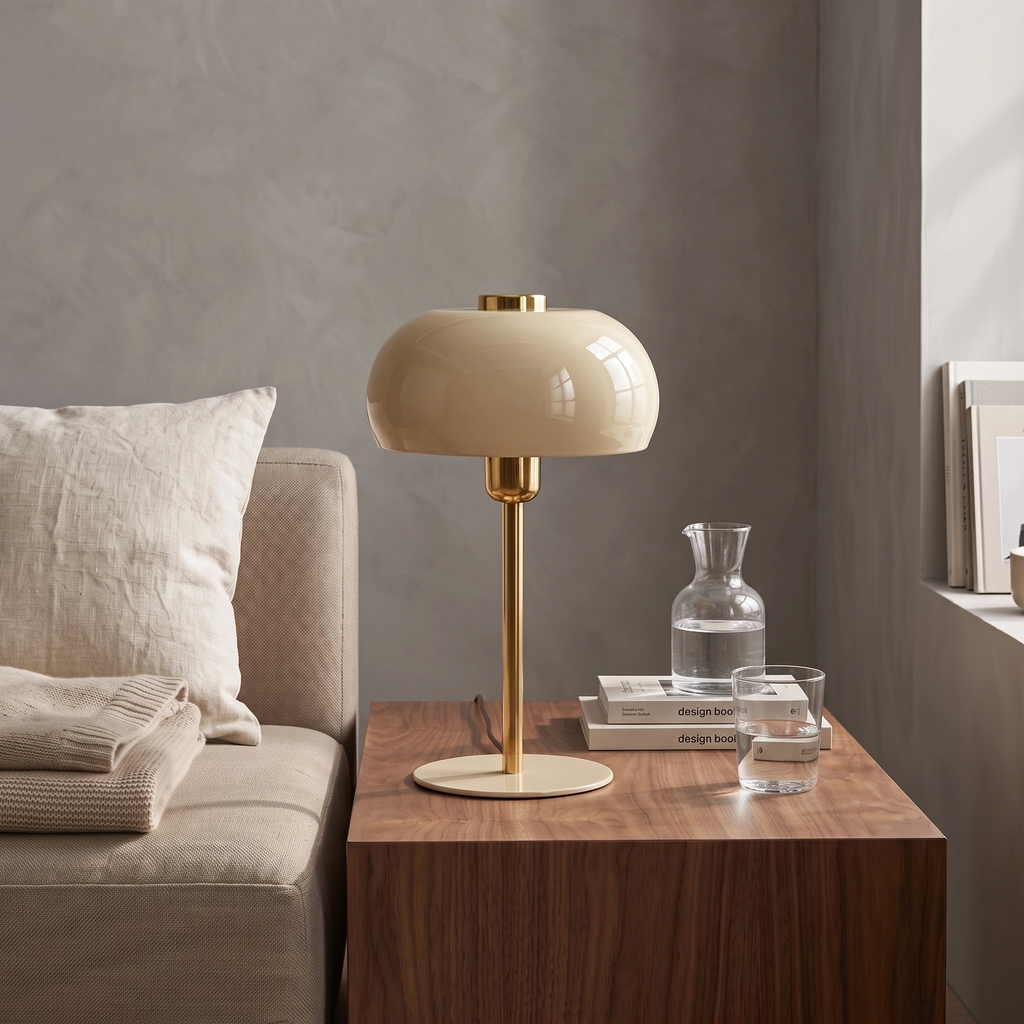 Lámpara de mesa beige brillante oro Ø22x34 cm E27 - LLLS0456