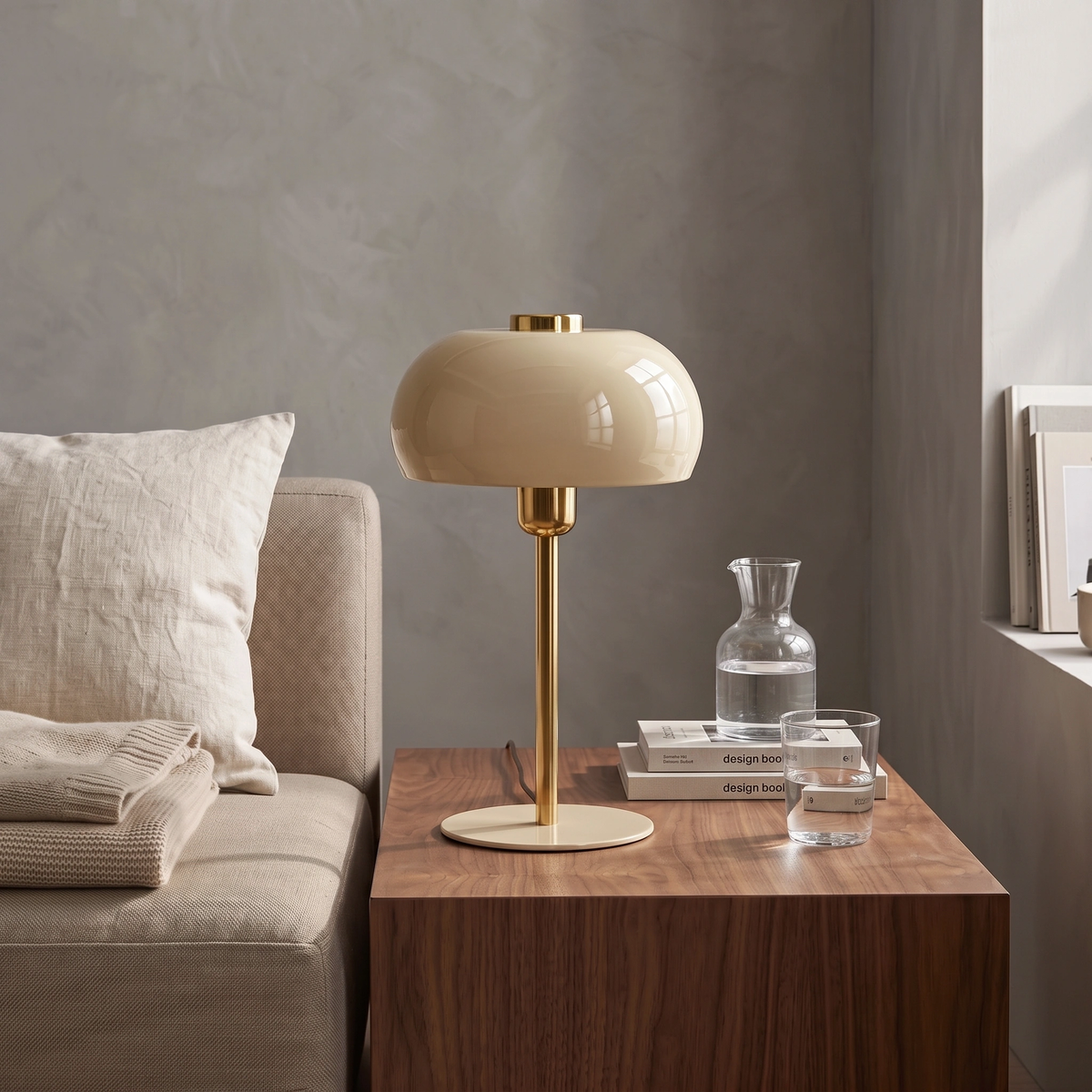 Lámpara de mesa beige brillante oro Ø22x34 cm E27 - LLLS0456