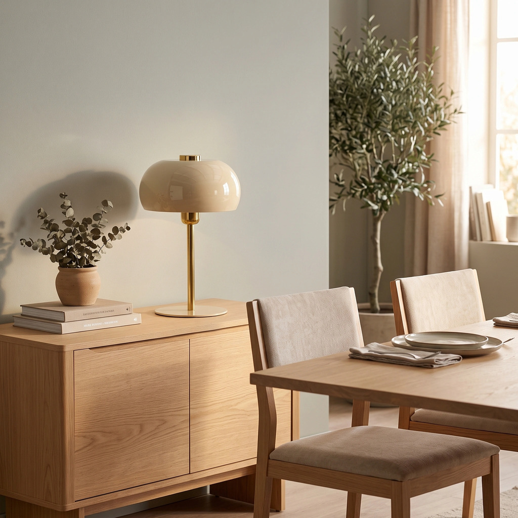 Lámpara de mesa beige brillante oro Ø22x34 cm E27 - LLLS0456