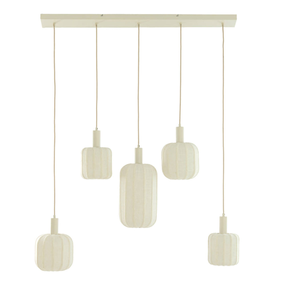 Lámpara colgante lino crema 5L 105x19,5x123 cm E27 - LLLC0650