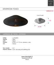 Cargar imagen en el visor de la galería, Plafón metal negro Ø40x17 cm E27 - LLPL0003
