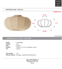 Cargar imagen en el visor de la galería, Plafón lino natural  Ø40x21,5 cm E27 - LLPL0004
