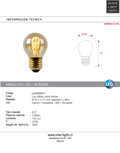 Cargar imagen en el visor de la galería, Ampolleta  luz cálida dimeable Ø 4,5 cm E27 LED 3W - LUAM0047
