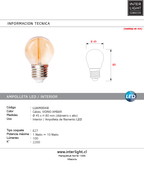 Ampolleta luz cálida Ø 4,5 cm E27 LED 1W 2200K - LUAM0048