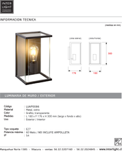 Cargar imagen en el visor de la galería, Apliqué metal vidrio grafito exterior IP 54 18x30 cm E27 - LUAP0086
